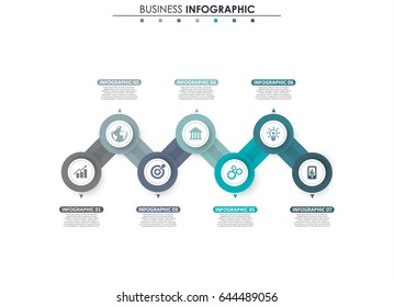 Business data. Process chart. Abstract elements of graph, diagram with 7 steps, options, parts or processes. Vector business template for presentation. Concept for infographic.Vector