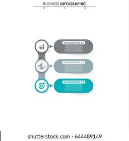 Business data. Process chart. Abstract elements of graph, diagram with 3 steps, options, parts or processes. Vector business template for presentation. Concept for infographic.Vector