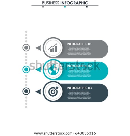 Business data. Process chart. Abstract elements of graph, diagram with 3 steps, options, parts or processes. Vector business template for presentation. Concept for infographic.Vector