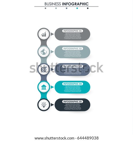 Business data. Process chart. Abstract elements of graph, diagram with 5 steps, options, parts or processes. Vector business template for presentation. Concept for infographic.Vector