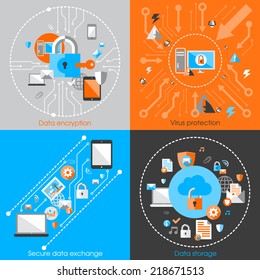 Business Data Protection Technology And Cloud Network Security Concept Infographic Design Elements Vector Illustration