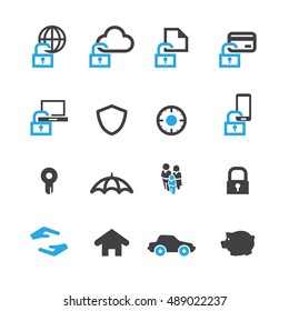 Business data protection technology icons set,Vector
