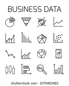 Business data related vector icon set. Well-crafted sign in thin line style with editable stroke. Vector symbols isolated on a white background. Simple pictograms.