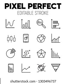 Business data related vector icon set. Well-crafted sign in thin line style with editable stroke. Vector symbols isolated on a white background. Pixel perfect. Editable stroke.