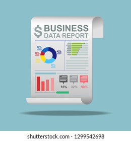 Business data report sheet icon vector flat design.