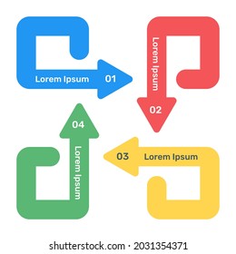 Business data representation through arrows infographic in flat icon