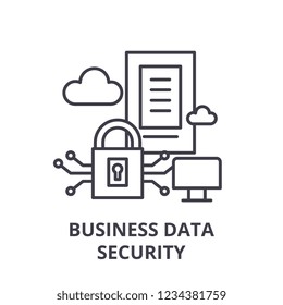 Business data security line icon concept. Business data security vector linear illustration, symbol, sign