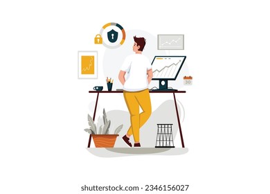 Seguridad de datos empresariales, Kit de ilustración de línea de marketing empresarial de vectores