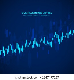 Estadísticas de datos empresariales.Gráfico gráfico financiero.Gráfico gráfico de las operaciones de inversión en el mercado de valores. Analismos abstractos y diagrama estadístico. ilustración vectorial