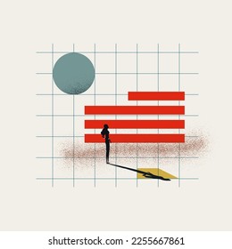 Business data and text analysis abstract vector concept. Symbol of data, chart, growth. Minimal design eps10 illustration.
