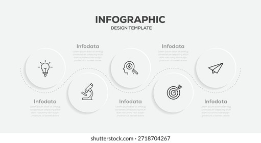 Visualización de datos empresariales. Gráficos instructivos con diseño de secuencia de 5 pasos para páginas de Web. Ilustración vectorial.