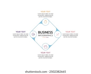 Business data visualization with 4 options. timeline infographic icons designed for abstract background template.