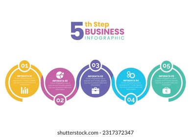 Visualización De Datos Empresariales 5 Pasos O Plantilla De Círculos De Opciones, Diagrama, Gráfico, Gráfico, Presentación, Línea De Tiempo