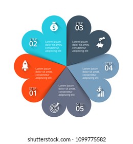 Business data visualization. Abstract cycle elements of diagram with 5 steps, options, parts or processes. Vector business template for presentation. Creative concept for infographic. Process chart.