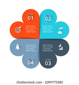 Business data visualization. Abstract cycle elements of diagram with 4 steps, options, parts or processes. Vector business template for presentation. Creative concept for infographic. Process chart.