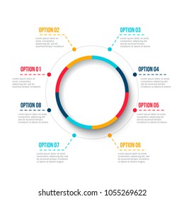 Business data visualization. Abstract element of cycle diagram with 8 steps, options, parts or processes. Vector business template for presentation. Creative concept for infographic. Process chart.