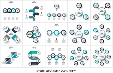 Business data visualization. Abstract elements of graph, diagram with 3, 4, 5, 6, 7 and 8 steps, options or parts. Vector business template for presentation. Creative concept for infographic.