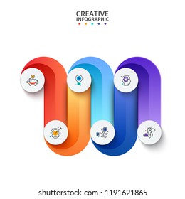 Business data visualization. Abstract elements of diagram with 6 steps, options, parts or processes. Vector business template for presentation. Creative concept for infographic.