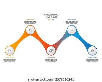 Business data visualization. Abstract elements of graph, diagram with 5 steps, options, parts, or processes.