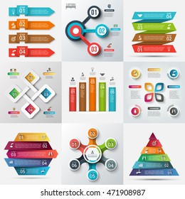Business data visualization. Abstract elements of graph, diagram with 3, 4, 5 and 6 steps, options, parts or processes. Vector business template for presentation. Creative concept for infographic.