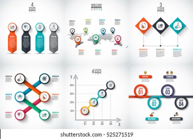 Business data visualization. Abstract elements of graph, diagram with 3, 4, 5, 6 and 7 steps, options, parts or processes. Vector business template for presentation. Creative concept for infographic.
