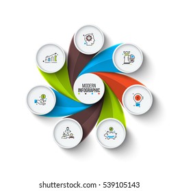 Business data visualization. Abstract elements of cycle diagram with 7 steps, options, parts or processes. Vector business template for presentation. Creative concept for infographic. Process chart.