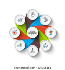 Business data visualization. Abstract elements of cycle diagram with 8 steps, options, parts or processes. Vector business template for presentation. Creative concept for infographic. Process chart.