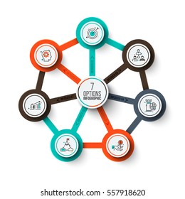 Business data visualization. Abstract elements of cycle diagram with 7 steps, options, parts or processes. Vector business template for presentation. Creative concept for infographic. Process chart.