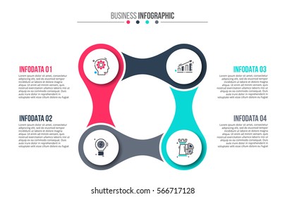 Business data visualization. Abstract elements of cycle diagram with 4 steps, options, parts or processes. Vector business template for presentation. Creative concept for infographic. Process chart.