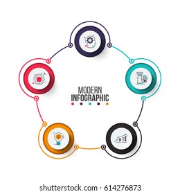 Business data visualization. Abstract elements of cycle diagram with 5 steps, options, parts or processes. Vector business template for presentation. Creative concept for infographic. Process chart.