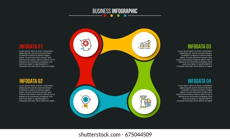 Business data visualization. Abstract elements of cycle diagram with 4 steps, options, parts or processes. Vector business template for presentation. Creative concept for infographic. Process chart.