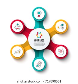 Business data visualization. Abstract elements of cycle diagram with 6 steps, options, parts or processes. Vector business template for presentation. Creative concept for infographic. Process chart.