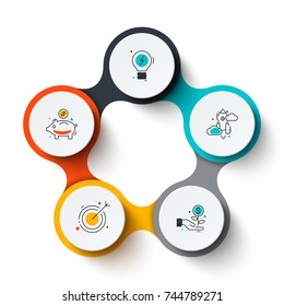 Business data visualization. Abstract elements of cycle diagram with 5 steps, options or processes. Vector business template for presentation. Creative concept for infographic. Process chart.