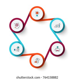 Business data visualization. Abstract elements of cycle diagram with 6 steps, options or parts. Vector business template for presentation. Creative concept for infographic. Process chart.