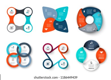 Business data visualization. Abstract felements of cycle diagram with 4 steps, options, parts or processes. Vector business template for presentation. Creative concept for infographic. Process chart.