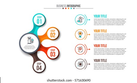 Business data visualization. Abstract flat elements of diagram with 4 steps, options, parts or processes. Vector business template for presentation. Creative concept for infographic. Process chart.