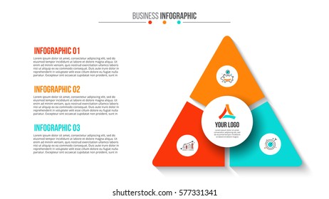 Business data visualization. Abstract flat element of cycle diagram with 3 steps, options or processes. Vector business template for presentation. Creative concept for infographic. Process chart.