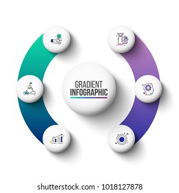 Business data visualization. Abstract gradient elements of graph, diagram with 6 steps, options, parts or processes. Vector business template for presentation. Creative concept for infographic.