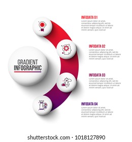Business data visualization. Abstract gradient elements of graph, diagram with 4 steps, options, parts or processes. Vector business template for presentation. Creative concept for infographic.