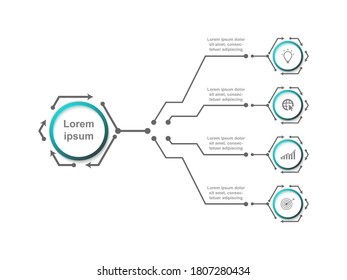 Business data visualization.  Abstract Process chart or graph elements, diagram with step option parts or processes. Vector business template for presentation. Creative concept for infographic.