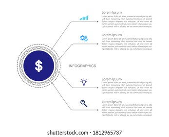 Business data visualization.  Abstract Process chart or graph elements, diagram with step option parts or processes. Vector business template for presentation. Creative concept for infographic.