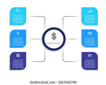 Business data visualization.  Abstract Process chart or graph elements, diagram with step option parts or processes. Vector business template for presentation. Creative concept for infographic.