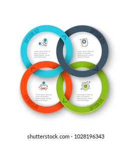 Business data visualization. Abstract rings of cycle diagram with 4 steps, options, parts or processes. Vector business template for presentation. Creative concept for infographic.