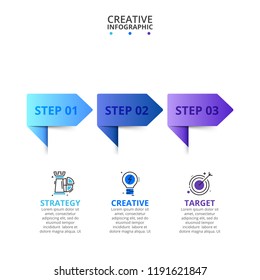 Business data visualization. Arrows diagram with 3 steps, options, parts or processes. Vector business template for presentation. Creative concept for infographic.