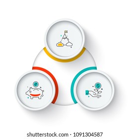 Business data visualization. Circle elements of cycle diagram with 3 steps, options, parts or processes. Vector business template for presentation. Creative concept for infographic. Process chart.