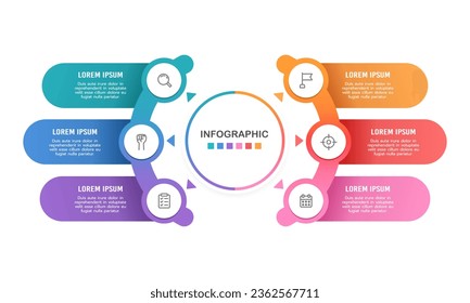 Business data visualization concept with 6 options. Infographic design template. Vector illustration.