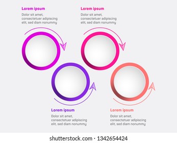 Business data visualization diagram. Timeline infographic icons vector template, milestone elements diagram process design. Infographic data template, presentation workflow chart. 4 options or steps.