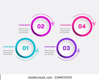 Business data visualization diagram. Timeline infographic icons vector template, milestone elements diagram process design. Infographic data template, presentation workflow chart. 4 options or steps.