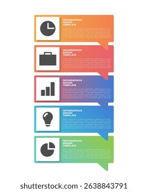 Business data visualization. Five steps or options vertical infographics design template