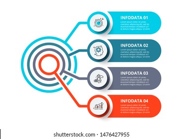 Business data visualization. Flowchart with 4 steps, options, parts or processes. Vector business template for presentation. Creative concept for infographic.